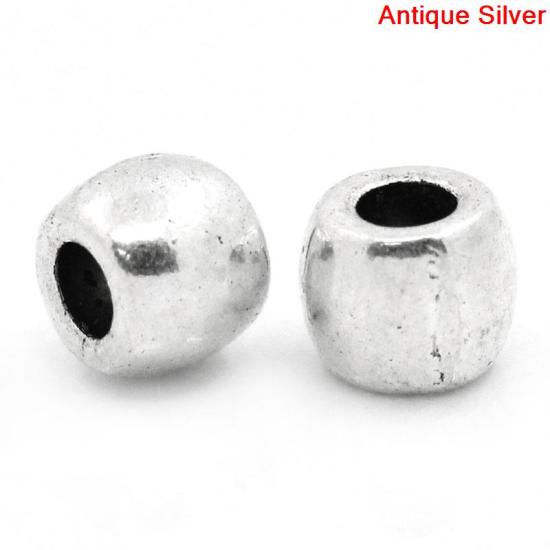 Picture of Zinc Based Alloy Spacer Beads Drum Antique Silver Color About 6mm x 5mm, Hole:Approx 2.5mm, 100 PCs