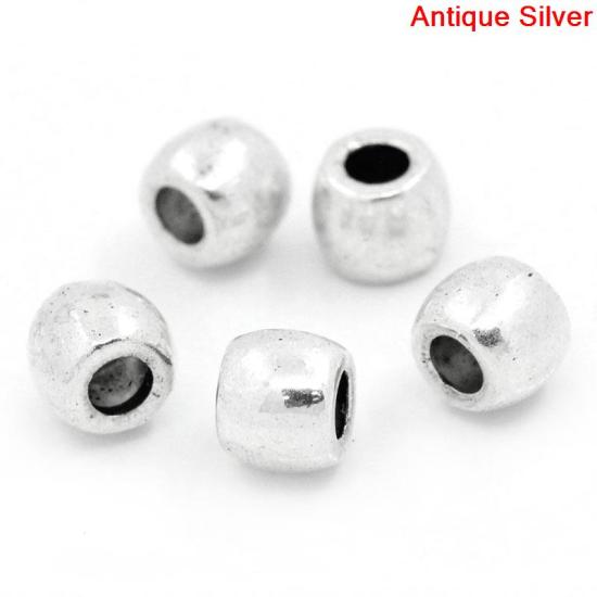 Picture of Zinc Based Alloy Spacer Beads Drum Antique Silver Color About 6mm x 5mm, Hole:Approx 2.5mm, 100 PCs