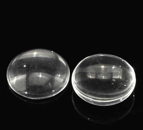 Bild von Transparent Glas Cabochons Glaskuppel Rund Klar 15mm D., Verkauft eine Packung mit 50 Stücke