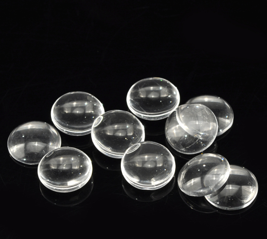 Bild von Transparent Glas Cabochons Glaskuppel Rund Klar 15mm D., Verkauft eine Packung mit 50 Stücke