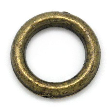 Image de 500 Pcs 6mm Dia, 1.2mm(taille 17) Anneaux de Jonction pour la Fabrication de Bijoux Fermés Soudée en Alliage de Zinc Bronze Antique Rond