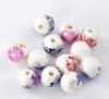 Picture of Ceramics Beads Ball Mixed Color Flower Pattern 12mm Dia, Hole: Approx 2.5mm, 30 PCs