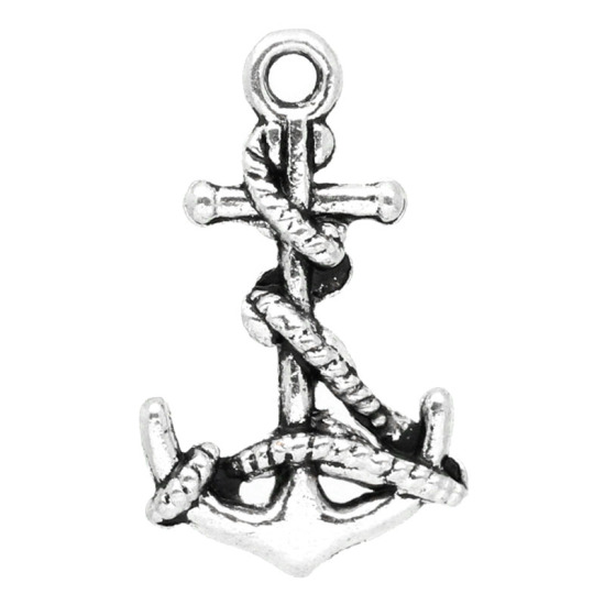 Picture of Charm Pendants Anchor Antique Silver Color 19x11mm,100PCs