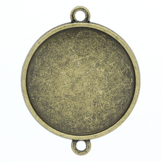 Picture of Zinc Based Alloy Cabochon Settings Connectors Round Antique Bronze (Fits 25mm Dia.) 35mm(1 3/8") x 28mm(1 1/8"), 20 PCs