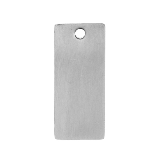 Picture of 304 Stainless Steel Blank Stamping Tags Pendants Rectangle Silver Tone Roller Burnishing 3.8cm x 16mm, 10 PCs