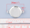 Picture of Zinc Based Alloy Cabochon Settings Connectors Round Silver Plated (Fits 16mm Dia.) 26mm(1") x 19mm( 6/8"), 20 PCs