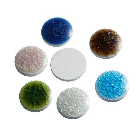 Ceramics Dome Seals Cabochons Round Flatback At Random Mixed Crackle 23mm( 7/8") Dia, 10 PCs