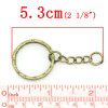 Picture of Iron Based Alloy Keychain & Keyring Round Antique Bronze Stripe Carved 5.3cm Dia, 30 PCs
