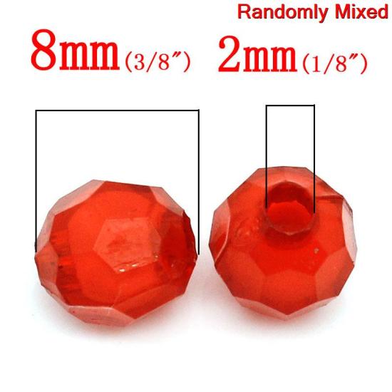 Picture of Transparent Acrylic Bubblegum Beads Ball At Random Mixed Faceted About 8mm Dia, Hole: Approx 2mm, 300 PCs