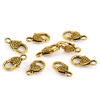 Picture of Zinc Based Alloy Lobster Clasps Gold Tone Antique Gold Heart Carved 26mm x 14mm, 20 PCs
