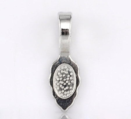 Picture of Glue on Bail Tags Leaf Silver Tone 26x8mm,40PCs