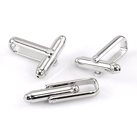 10 Stück Messing Manschettenknöpfe Zylinder Silberfarbe 24mm x 7mm