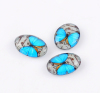Picture of Glass Dome Seals Cabochons Oval Flatback Sky Blue Butterfly Pattern 18mm( 6/8") x 13mm( 4/8"), 30 PCs