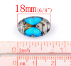 Picture of Glass Dome Seals Cabochons Oval Flatback Sky Blue Butterfly Pattern 18mm( 6/8") x 13mm( 4/8"), 30 PCs