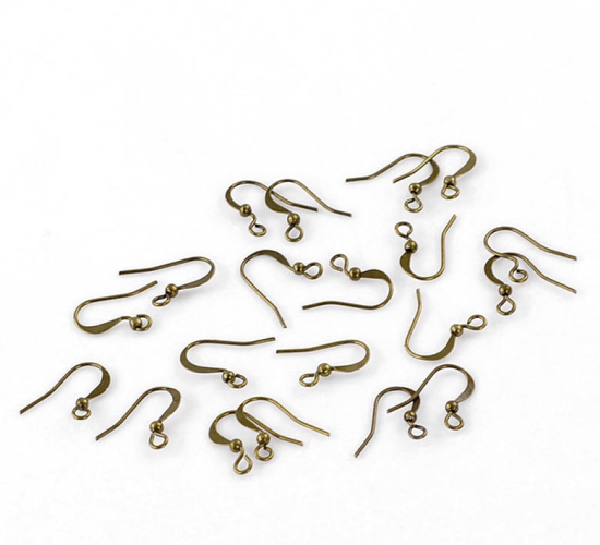 Image de Apprêts de Boucles d'Oreilles Crochets d'Oreille en Alliage de Fer Forme Courbé Bronze Antique 16mm x 12mm, Epaisseur de Fil: (21 gauge), 500 Pcs
