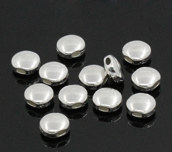 Picture of Zinc Based Alloy Spacer Beads Flat Round Color Plated About 14mm x 12mm, Hole: Approx 4.3mm x 2.3mm, 3 PCs