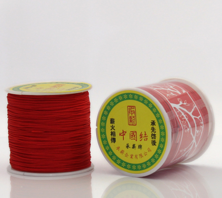 Image de Crodon de Bobine en Polyester Rouge pour Perles de Prière 1mm Dia, 1 Rouleau(90 M/Rouleau)