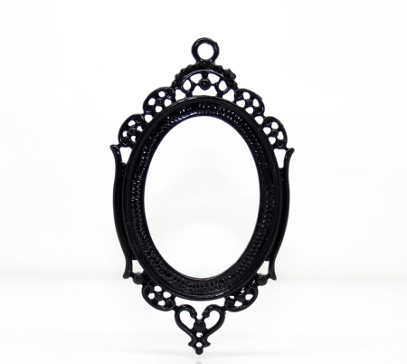 Imagen de Colgantes Bases Camafeo Aleación Óvalo,Negro (Apta 39.5mm x 30mm) 6.5cm x 3.7cm, 5 Unidades