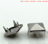 Picture of Brass Spike Rivet Studs Square Pyramid Silver Tone Faceted 9x9mm(3/8"x3/8"), 200 PCs