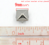 Picture of Brass Spike Rivet Studs Square Pyramid Silver Tone Faceted 9x9mm(3/8"x3/8"), 200 PCs