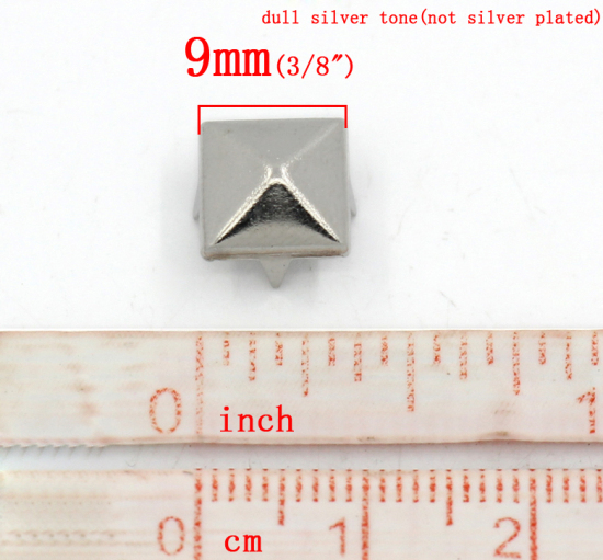 Изображение Заклепки для Одежды Квадратные Серебряный Тон 9мм, 200 шт/уп