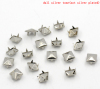 Picture of Brass Spike Rivet Studs Square Pyramid Silver Tone Faceted 9x9mm(3/8"x3/8"), 200 PCs