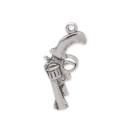 Imagen de Colgantes Aleación del Metal Del Zinc de Pistola Plata Antigua Rhinestone 3.0cm x 12.0mm, 50 Unidades 