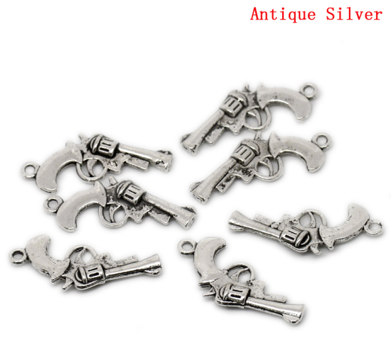 Picture of Charms Pendants Gun Antique Silver Color 30x12mm,50PCs