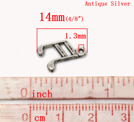 Picture of Charm Pendants Musical Note Antique Silver Color 14x10mm,100PCs