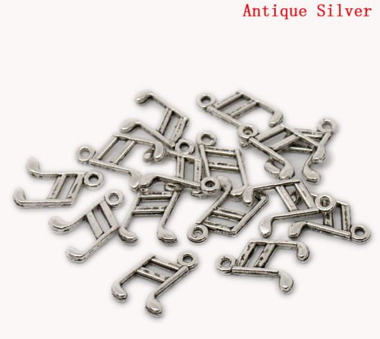 Picture of Charm Pendants Musical Note Antique Silver Color 14x10mm,100PCs