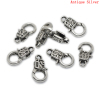 Picture of Zinc Based Alloy Lobster Clasps Antique Silver Color 18mm x 9mm, 20 PCs
