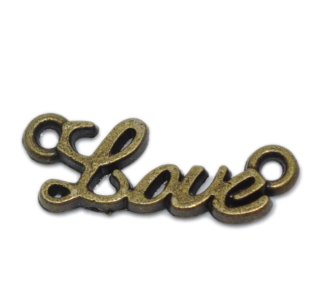 Image de Connecteurs en Alliage de Zinc Forme Lettre Mot "LOVE" Bronze Antique 8mm x 20mm, 50 Pcs