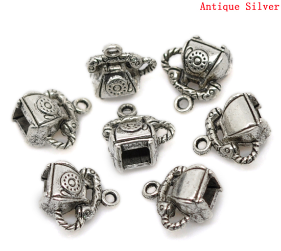 Picture of Charm Pendants Telephone Antique Silver Color 16x14mm,20PCs