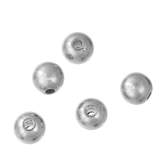 Image de Perle Bubblegum en Acrylique Balle Argent Mat 8mm Dia, Taille de Trou: 2mm, 200 PCs