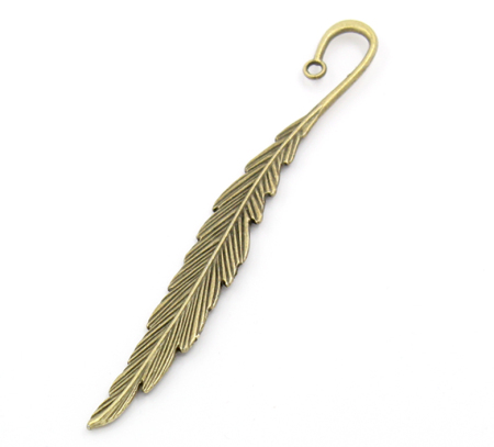 Picture of Zinc Based Alloy Bookmarks Feather Antique Bronze 12cm(4 6/8")long, 5 PCs