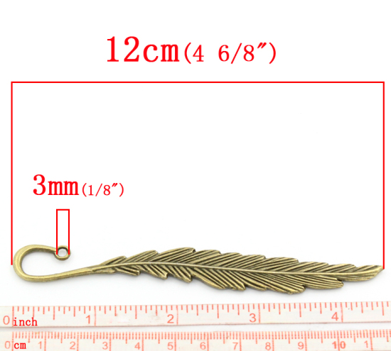 Picture of Zinc Based Alloy Bookmarks Feather Antique Bronze 12cm(4 6/8")long, 5 PCs
