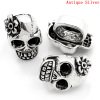 Picture of Zinc Based Alloy Day Of The Dead Slider Beads Sugar Skull Antique Silver Color Flower Carved About 20mm x 13mm, Hole:Approx 10mm x 7mm, 10 PCs