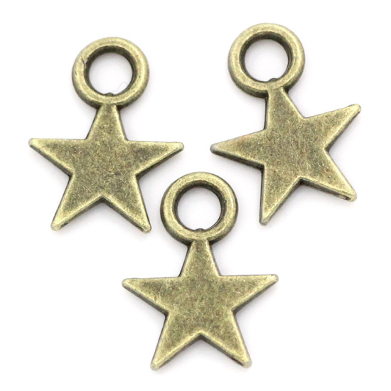 Image de 300Pcs Pendentifs/Breloques en métal forme étoile Bronze antique,11x8mm