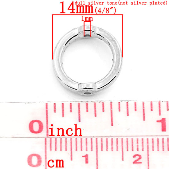 Image de Perle Métallisée Bubblegum en CCB Plastique Cercle Argent Mat 14mm Dia, Taille de Trou: 1mm, 40 PCs