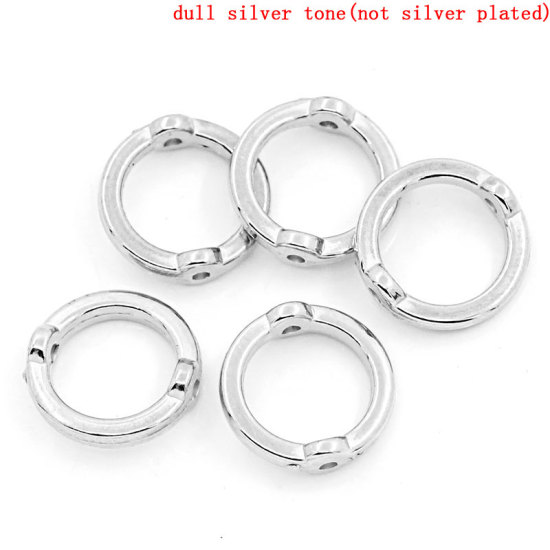 Image de Perle Métallisée Bubblegum en CCB Plastique Cercle Argent Mat 14mm Dia, Taille de Trou: 1mm, 40 PCs