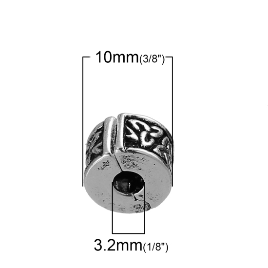 Изображение Медные Застежки- Клипсы в стиле Пандора Античное Серебро с узором 10*6мм, 10 шт/уп
