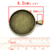 Image de Pendentif en Alliage de Zinc Rond Bronze Antique (Convenable à Cabochon 30mm Dia.) 4.2cm x 3.3cm, 5 PCs