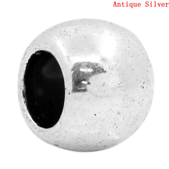 Picture of Zinc Based Alloy Spacer Beads Drum Antique Silver Color About 7mm x 6mm, Hole:Approx 4mm, 100 PCs