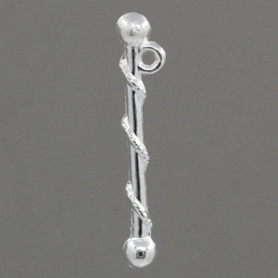 Picture of Charm Pendants Majorette Baton Silver Plated 26x3.5mm,30PCs