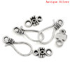 Picture of Toggle Clasps Findings Hook Antique Silver Color 23x10mm 14x8mm,50 Sets