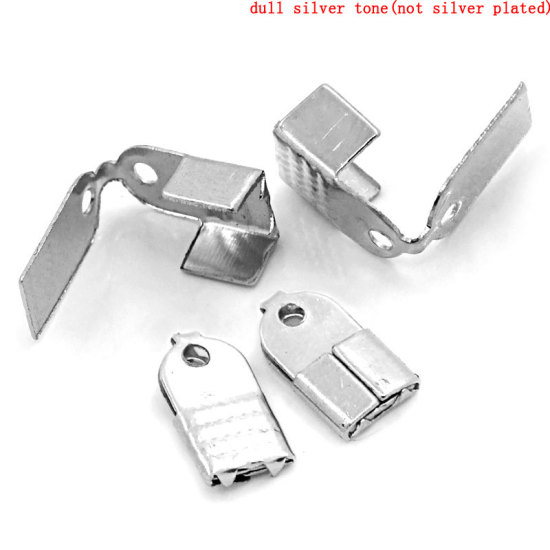 Picture of End Caps for Bracelets/ Necklace Silver Tone 11x6mm,300PCs