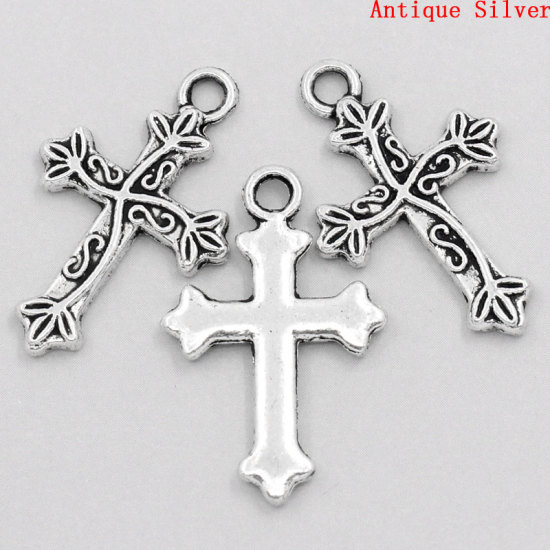 Изображение Подвески Античное Серебро "Крест" 25*16мм, 50 шт/уп