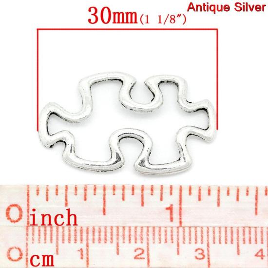 Bild von Schmuckverbinder Puzzle Antik Silber 30mmx18mm, 50er Packung