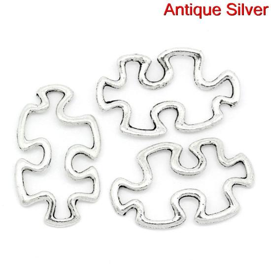 Bild von Schmuckverbinder Puzzle Antik Silber 30mmx18mm, 50er Packung