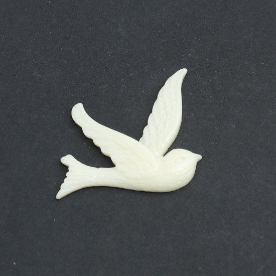 Picture of Resin Embellishments Bird Animal Ivory 26mm(1") x 23mm( 7/8"), 50 PCs